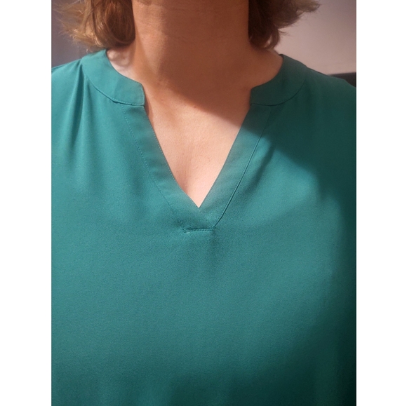 Cato Top and Maurices Skirt. Teal Top. Button sleeve. Multicolor Skirt - Picture 5 of 5